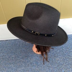 Mens OS cotton blend fedora black hat